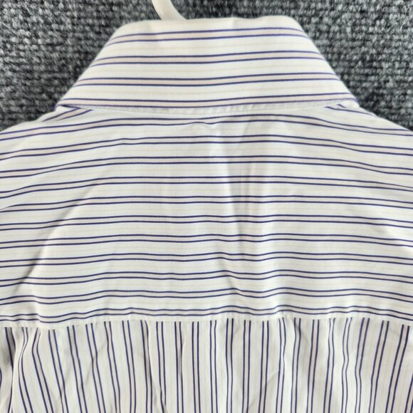 David Donahue Button Up Long Sleeve Striped Colorful Purple Yellow 15.5 32/33 - Picture 14 of 14